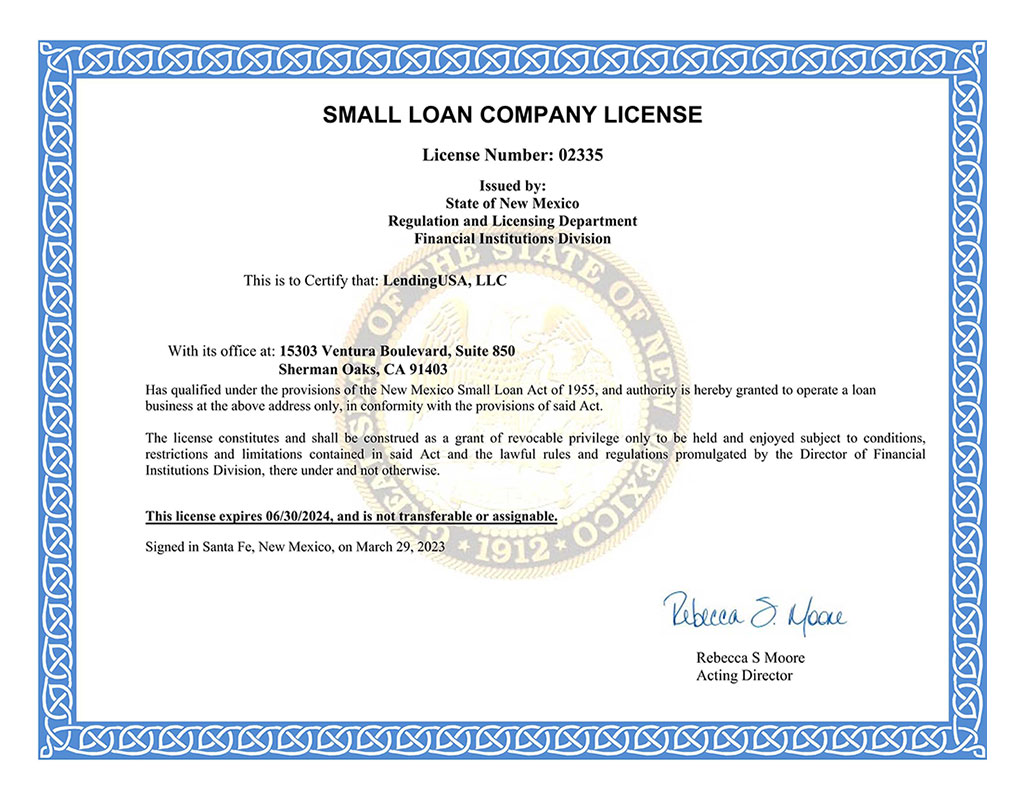 Small Loan Company License