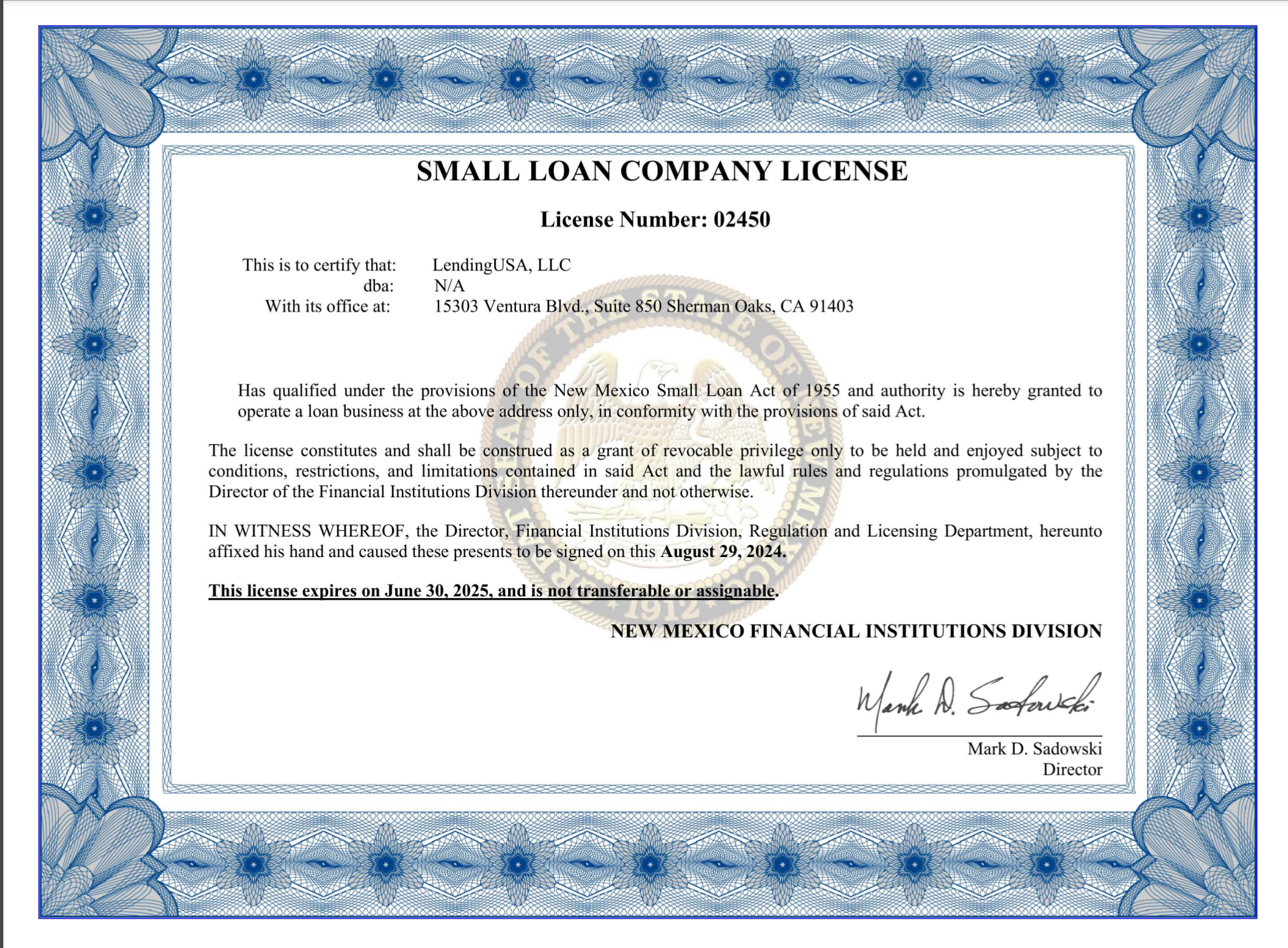 Small Loan Company License